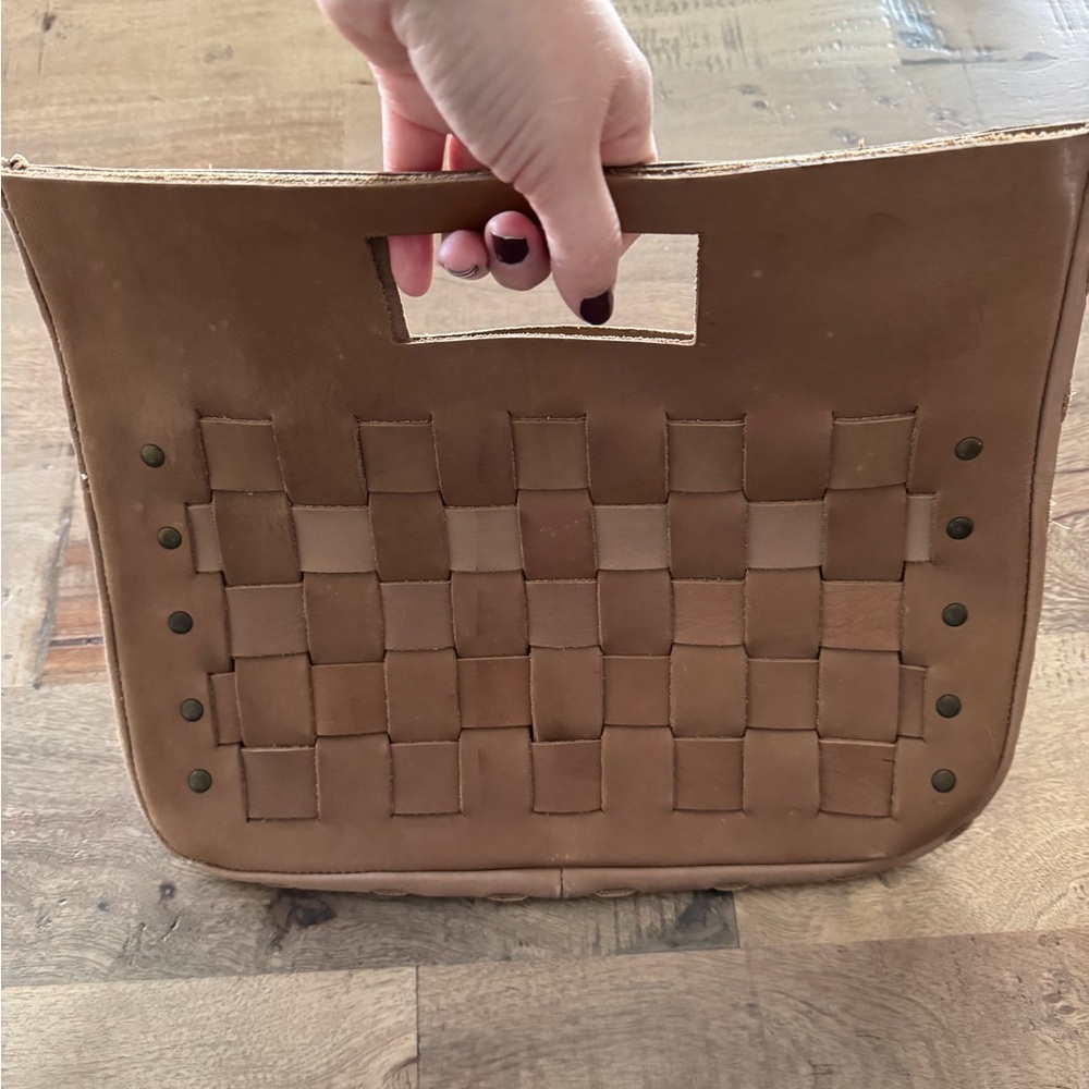 Vintage GAP leather basketweave clutch handbag - Picture 4 of 7